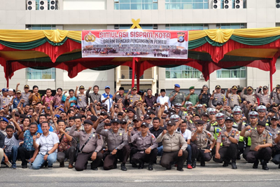 400 Personel Gabungan di Inhil Gelar Simulasi Sispamkota Operasi Mantap Brata Muara Takus 2018